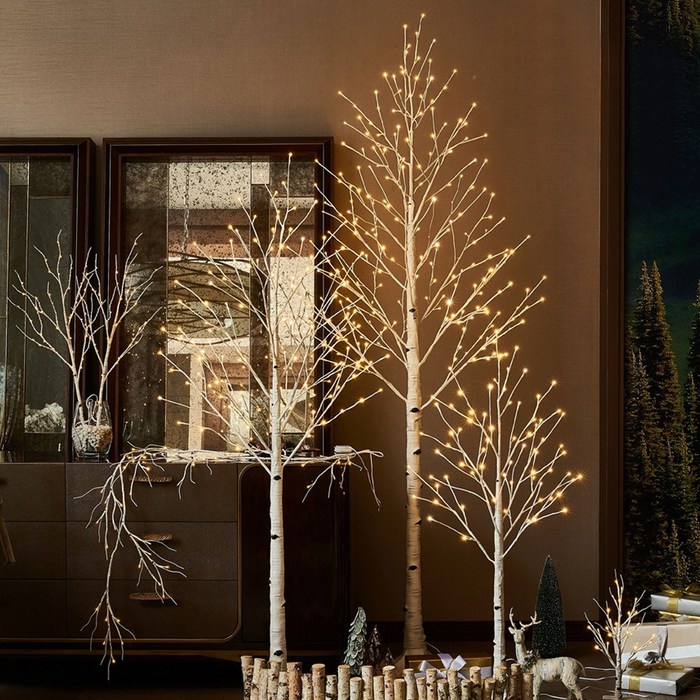 [KC인증] 월딘 반짝이는 LED 자작나무 트리 180 cm프리미엄 사계절 인테리어 조명 무드등 화이트 홈 카페 디스플레이 조화 (판매자:월딘코리아)