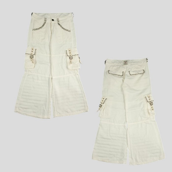 COOK JEANS E99 JP 화이트 찡 스터드 Y2K 보헤미안 부츠컷 텐셀 카고바지 카고팬츠 30