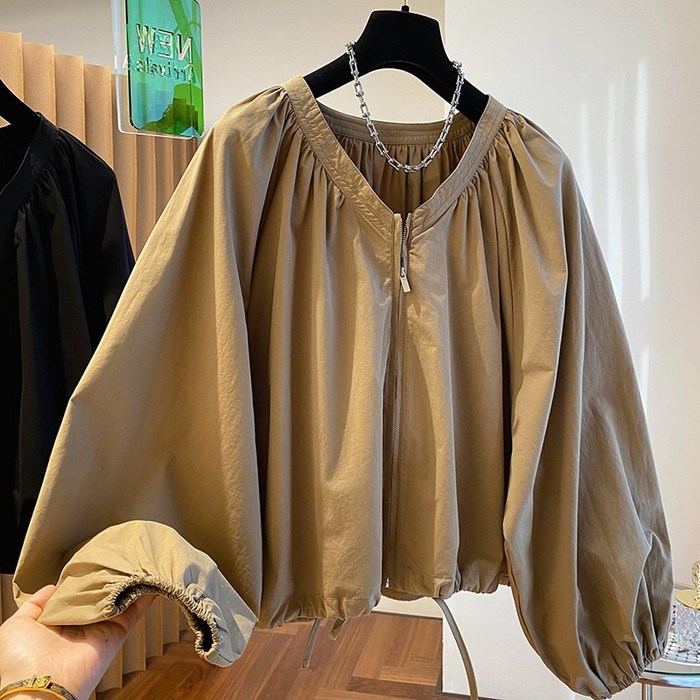 RCLET 여성 집업 카디건 빅사이즈 숏 트렌치코트 루즈핏 가오리핏 자켓 봄가을 바람막이 점퍼