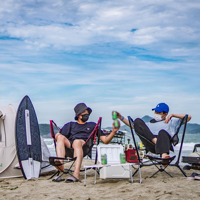 국내 당일 발송 욜로라이프 캠핑 야외 해먹 흔들 의자 휴대용 접이식 이동식 의자 용품, 그린