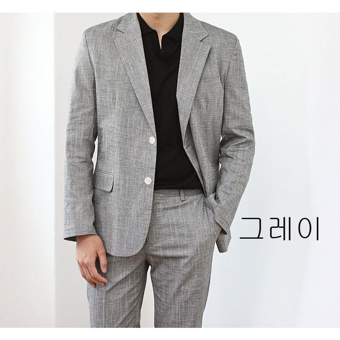 제이웰남자 봄 여름 고퀄 린넨 스판 시원한 쿨 셋업 정장 수트 자켓