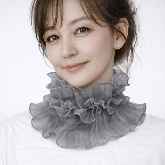 히트앤씨 4148 골프 넥스카프 넥워머 11 여성 쉬폰 프릴 넥카라 탈부착 목주름 가림 레이어드 스카프
