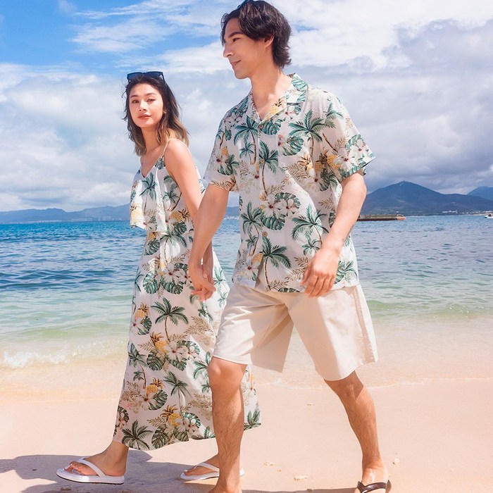 4477 두근비치 신혼여행 커플룩 바캉스 원피스 휴양지 커플룩 허니문 커플룩 여성 여름 원피스 휴양지 원피스 바캉스 커플룩 커플 비치룩 동남아 커플룩 남자바캉스남방 허니문룩