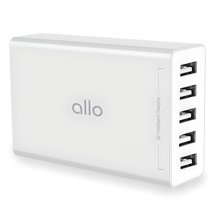 알로코리아 USB 5포트 2.4A 스마트 멀티 고속 충전기 UC401S, 화이트, 1개 알로코리아 USB 5포트 2.4A 스마트 멀티 고속 충전기 UC401S, 화이트, 1개