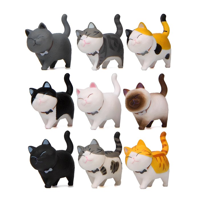 귀여운 고양이 피규어 미니어처 9종 세트 귀여운 고양이 피규어 미니어처 9종 세트