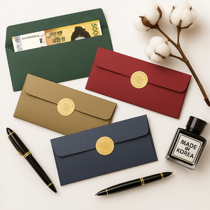 모더너리 용돈봉투 8매  스티커 8매 세트, 딥블루  로즈레드  올리브그린  브론즈브라운, 1개