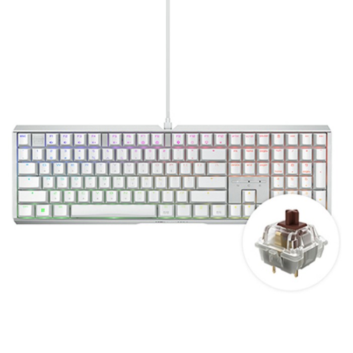 체리키보드 MX 3.1 RGB MX2A 축 게이밍 기계식 키보드, 갈축, 화이트, G803890HIAKR0 체리키보드 MX 3.1 RGB MX2A 축 게이밍 기계식 키보드, 갈축, 화이트, G803890HIAKR0
