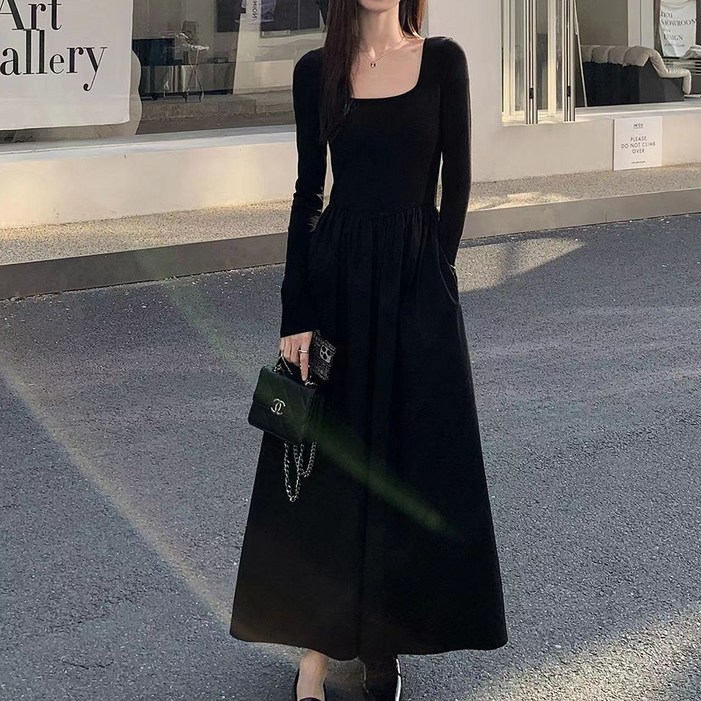 마켓에이 여성용 보넬리 스퀘어넥 롱 원피스 T24FW3A0761