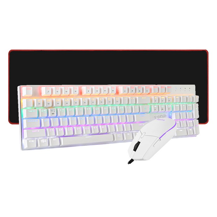 지클릭커 스페셜 키보드 적축  마우스  장패드 세트, WHITE키보드, 마우스, BLACK패드, GMK510X, 일반형