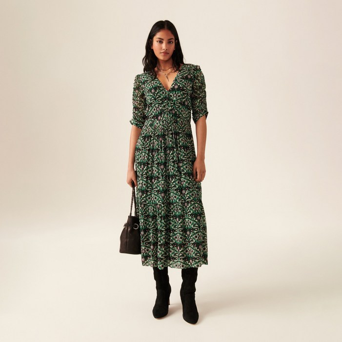 바앤쉬 여성용 셔링장식 5부소매원피스 E200S