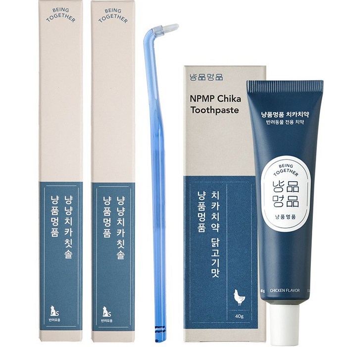 냥품멍품 치카칫솔 2p + 치카치약 닭고기맛