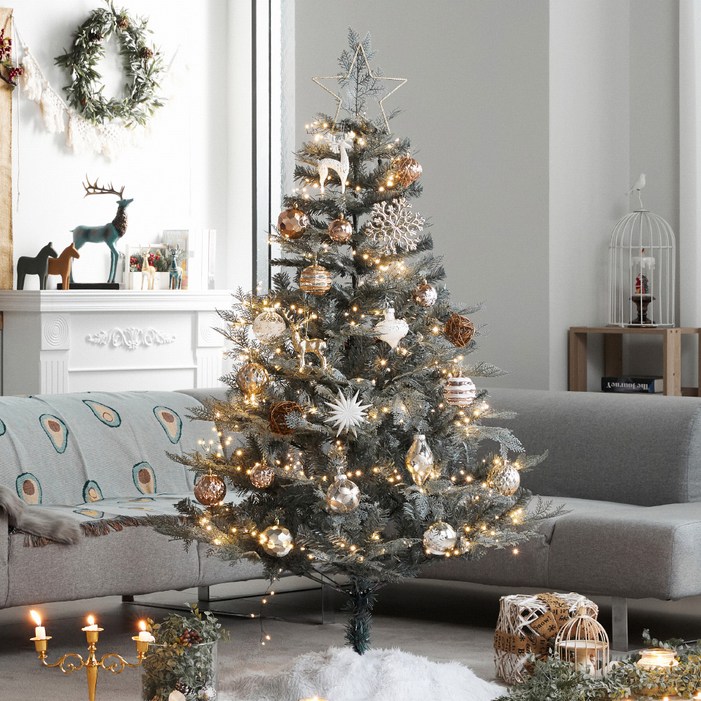 아웃팅 크리스마스트리 전구 장식 풀세트, 쉐비편백  소피아, 1.6m