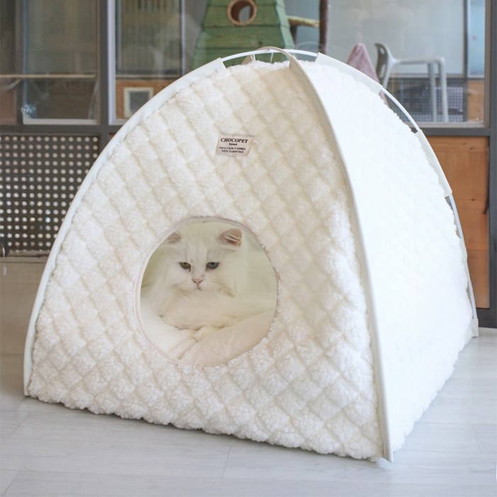 초코펫하우스 고양이 단열 보온 온돌 숨숨집 프리미엄형, 아이보리, 1개