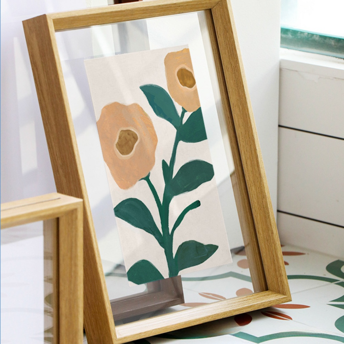 라보비아 양면 투명 아크릴 감성 카페 데스크 전시용 우드액자