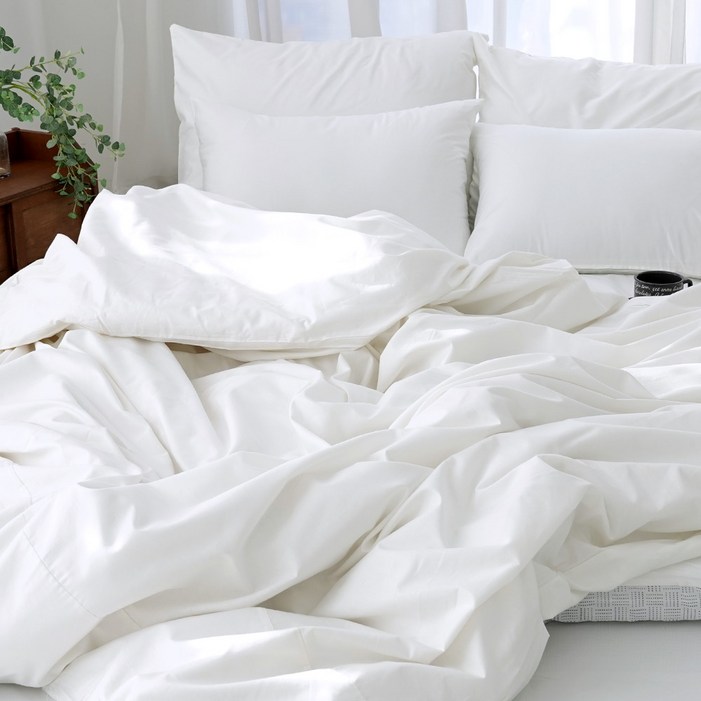 스코홈 럭시 순면 40수 틔윌 호텔식 이불커버, 럭시화이트