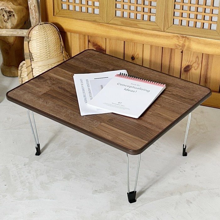 한일 접이식 다용도 테이블, 브라운월넛  검정색다리