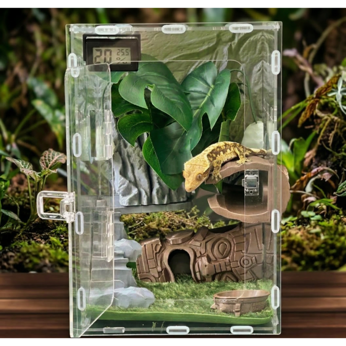 테라돔 도마뱀 사육장 아크릴 세트 게코 크레 은신처 파충류 토템하우스