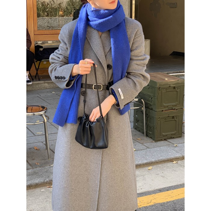 made 루어스룸 퓨턴 루즈핏 오버핏 겨울 카라넥 더블버튼 하객룩 핸드메이드 코트3color