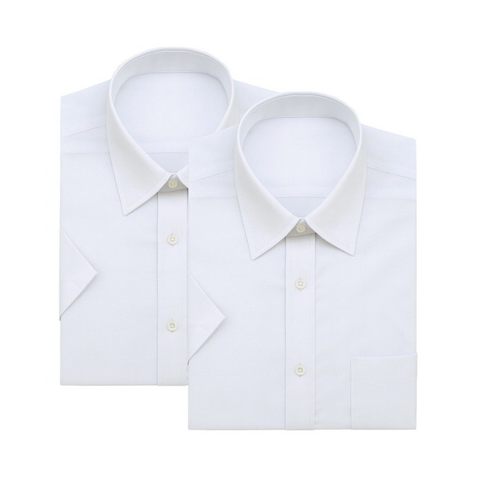 레디핏 남성용 기본 화이트 하얀색 반팔 와이셔츠 2장 세트