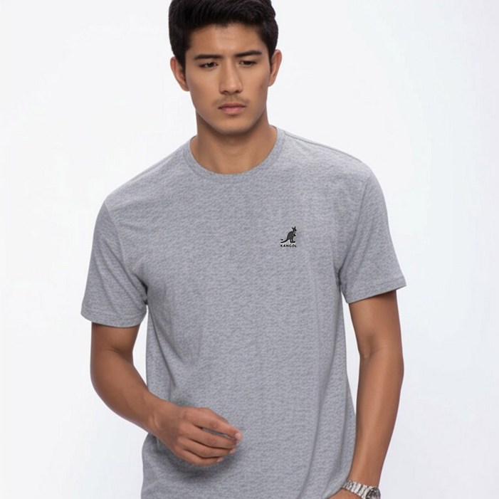 캉골 반팔티셔츠 라운드티 SF918H BRAND OF HIPHOP 패치로고 그레이