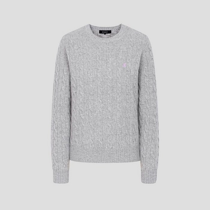 정품 빈폴레이디스 니트 울 케이블 라운드넥 풀오버 라이트 그레이 BF5951E012 데일리