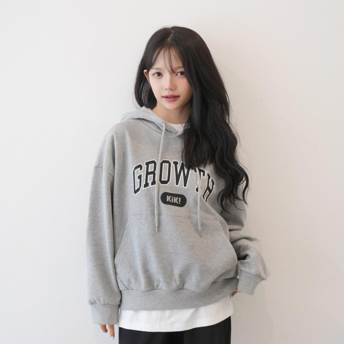 키140키150키160 키키코 그로우후드티 가을 중학생 오버핏 레터링 후드티 긴팔 후드 티셔츠
