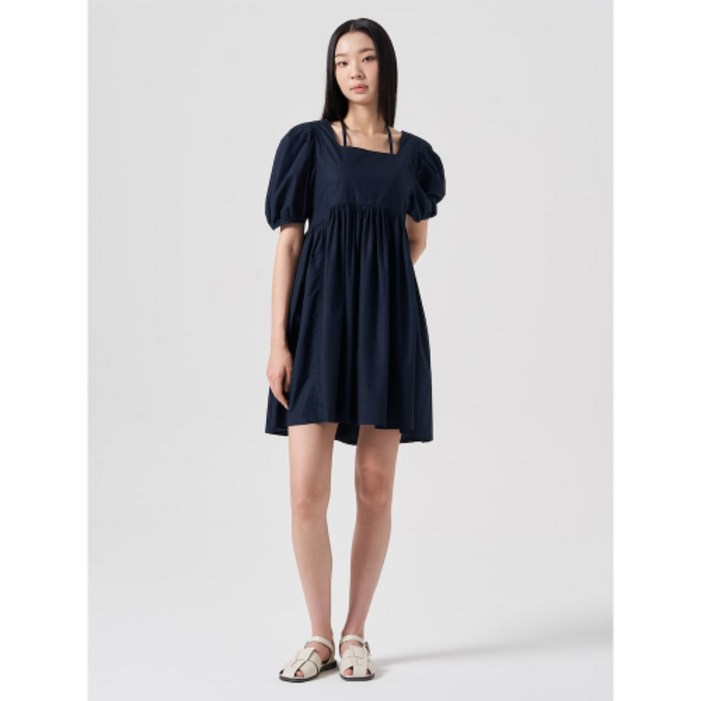 에잇세컨즈 8SECONDS 코튼 퍼프소매 미니 원피스 네이비 324771LY7R 186534