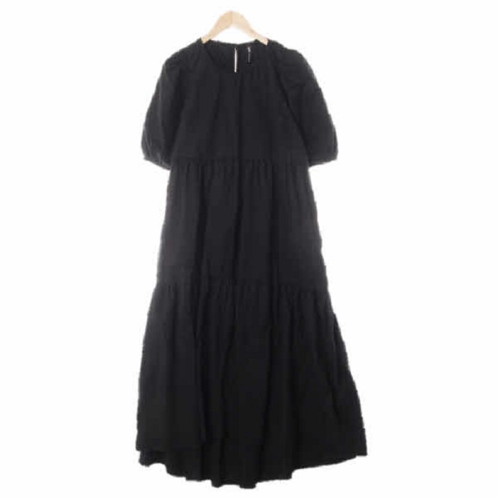 5466 자라 블랙 면 소매퍼프맥시셔링원피스 M