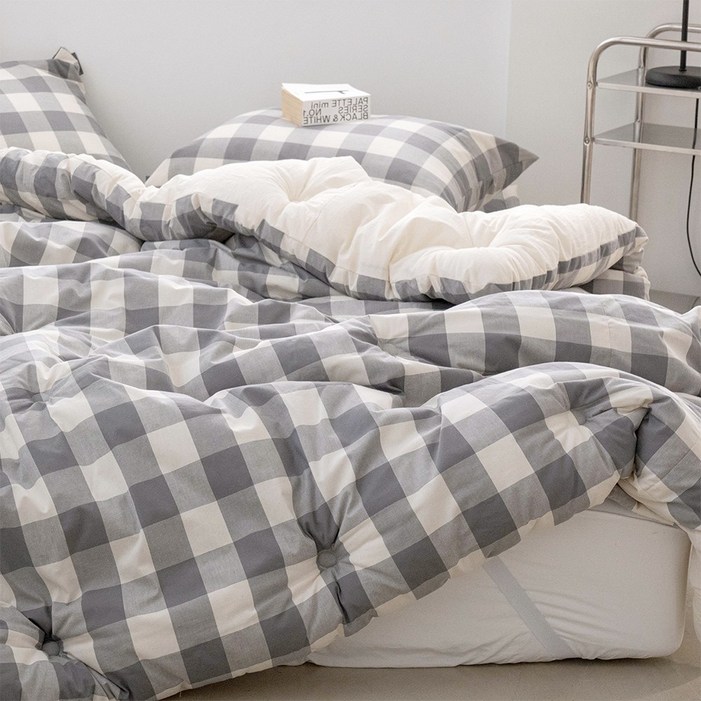 순면 로얄체크 광목 선염 30수 차렵이불 세트 사계절 옥수수솜