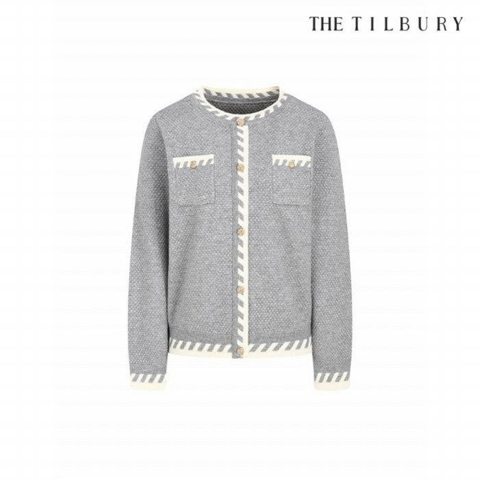 더틸버리 배색 버튼 장식 풀오버 니트 TR2M1PO59W 979061