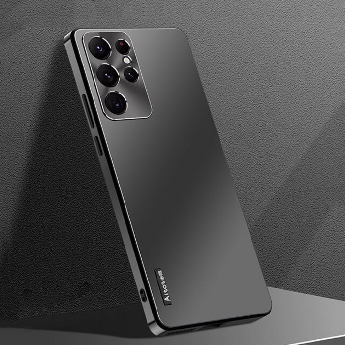 럭셔리 매트 오로라 전화 케이스 삼성 갤럭시 S23 S22 S21 울트라 플러스 금속 렌즈 보호, 충격 방지 하드 범퍼 뒷면 커버