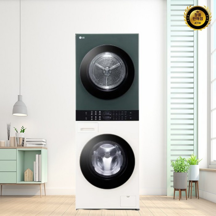LG전자 세탁건조기 13kg+10kg 베이지그린 트롬 오브제컬렉션 워시타워 컴팩트 W10EGN