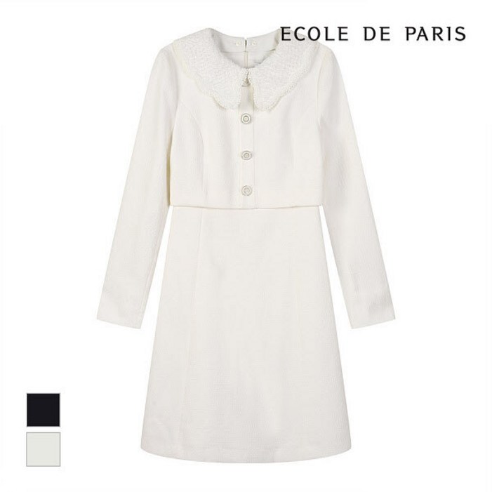 에꼴드파리 에꼴드파리  레이스 카_라배색 원피스_CB2YWOA005D (P003706523)