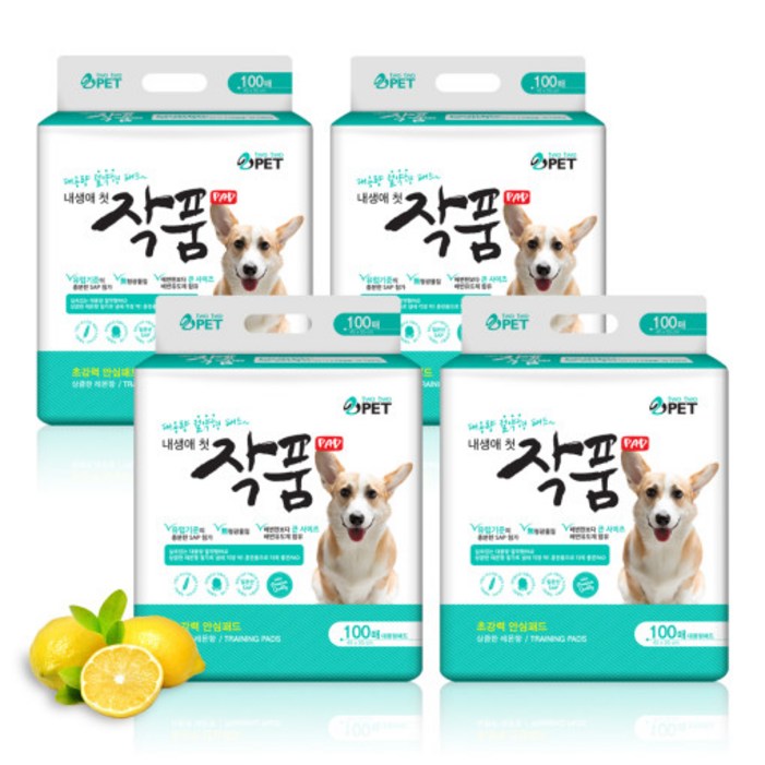 펫친구 작품패드 400매 강아지 배변패드 가성비 패드 고객만족, 4개