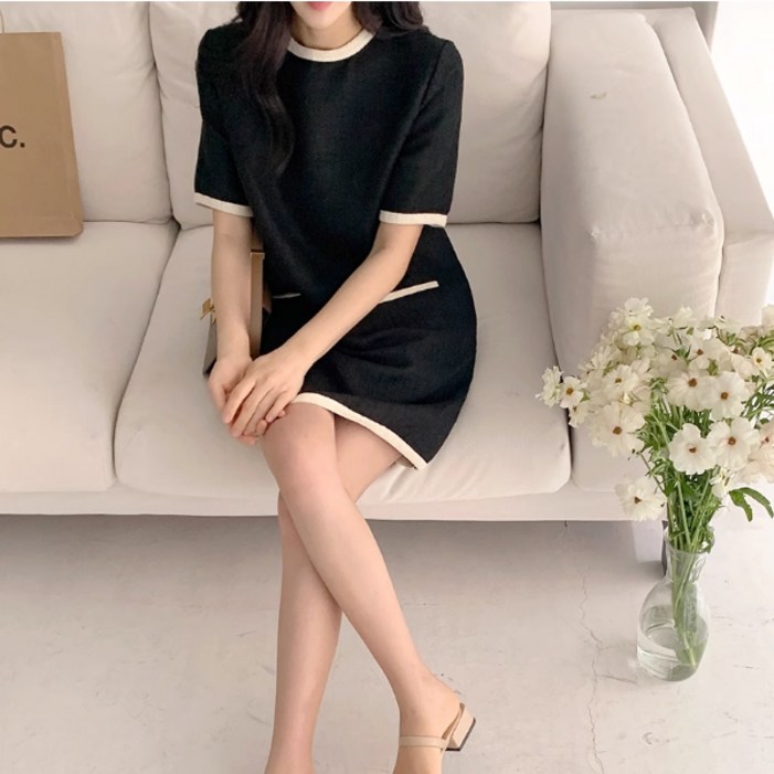 어반룩북 하객룩 썸머 루즈핏 트위드 H라인 원피스