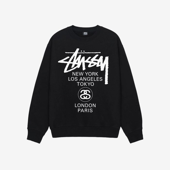 [국내배송] 스투시 월드 투어 크루넥 맨투맨 블랙 3913860 3913792