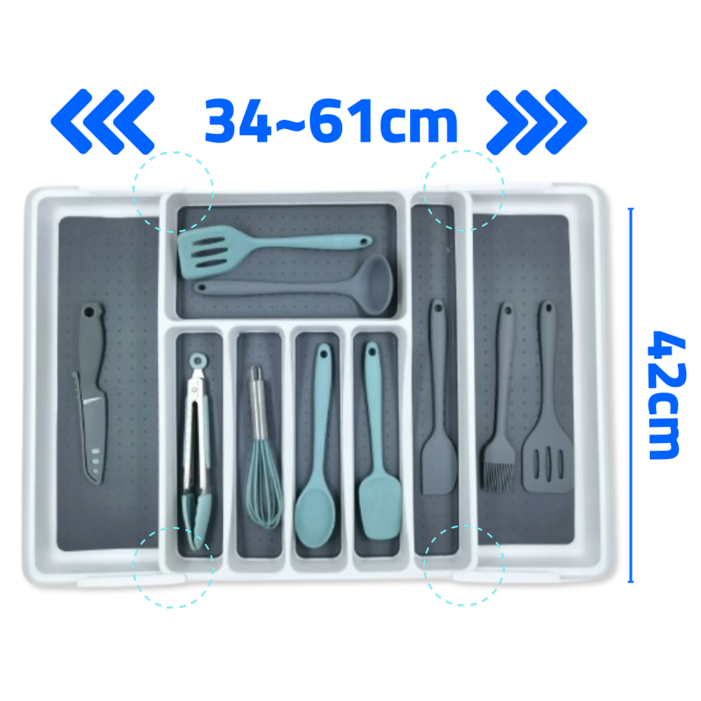커넥티브 논슬립 수저정리함 확장가능 싱크대 서랍정리함, 1개