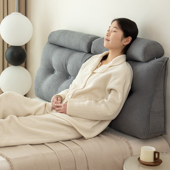 Jeernare 대형 삼각 침대 등받이쿠션  침대 헤드쿠션 쇼파 쿠션 허리 등쿠션베개 2개 빵빵한 솜중량