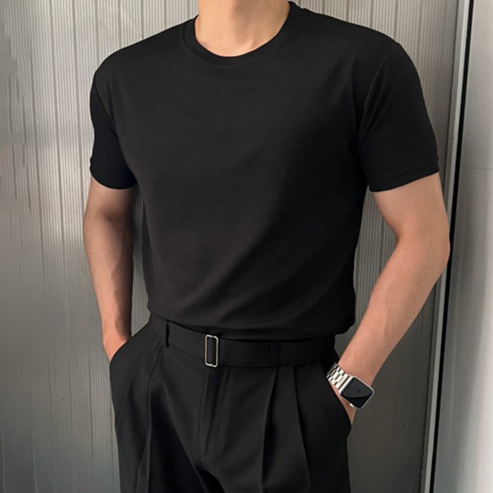 (1+1+1+1)사계절 머슬핏 반팔 무지 라운드 티셔츠 남자 빅사이즈 헬스 운동복