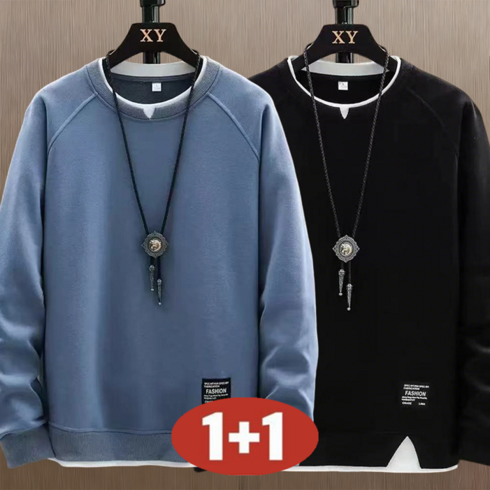 오스틱니 [1+1] 남자 봄가을 라운드넥 상의 루즈핏 긴팔 맨투맨