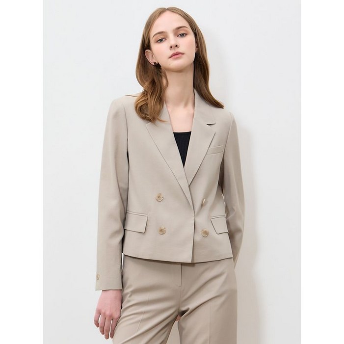 쉬즈미스 은은한 무드 더블 브레스티드 크롭 자켓 택가격 318000원