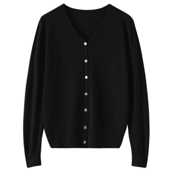 NUNUHANA 여성 베이직 스판 브이넥 니트 가디건