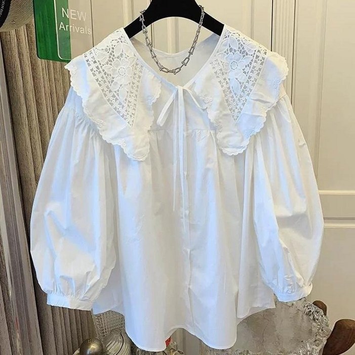 봄 블라우스 긴팔 콩단추 핀턱 제이플로우 오버핏 카디건 플라워