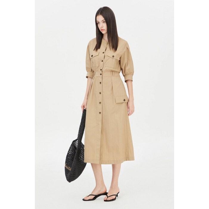 시슬리 시슬리 화이타 셔츠형 밴딩 원피스_ SAOP36431 BG