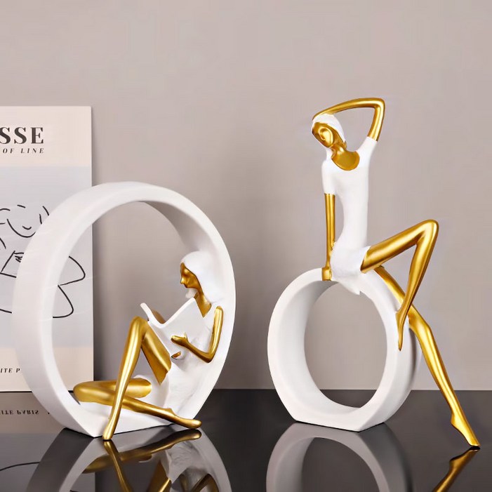 Sunwer 책과 발레 여인 장식품 2종 세트 집들이선물 개업선물 북유럽풍 인테리어 소품