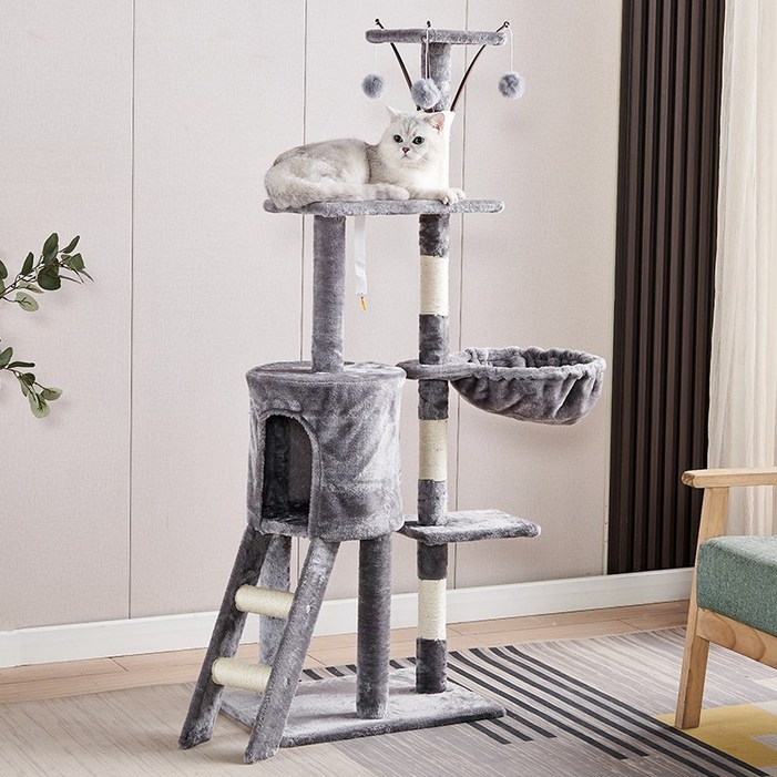 캣타워 겨울 보온 플리스 중대형 캣타워, 1개, 그레이
