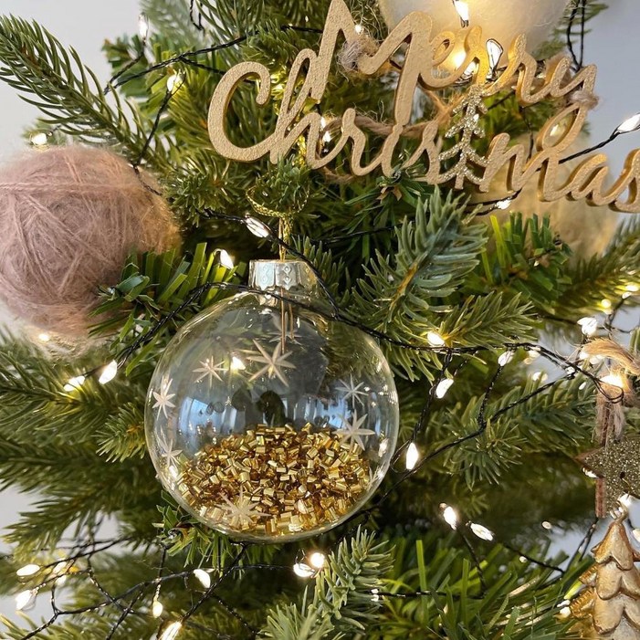 크리스마스 골드플레이크 유리볼 오너먼트 투명오너먼트