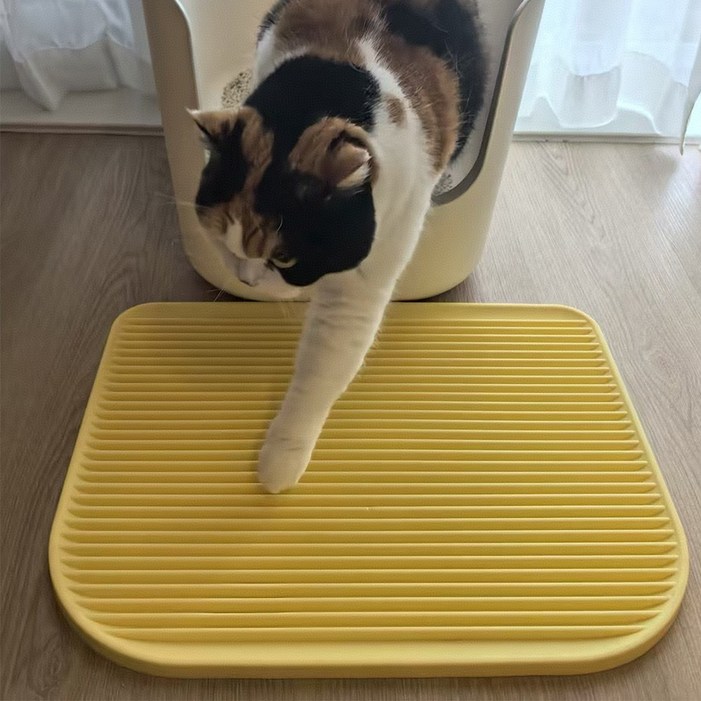 드림계곡 고양이 화장실 사막화방지 모래 매트, 1개, 노란색