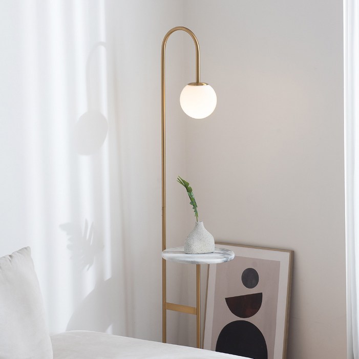 아토조명 보누 스테이블 유리볼 장스탠드 마블 트레이 간접조명, 보누 테이블 스탠드  주백색