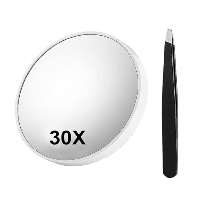 작지만 강력한 30배율 확대경 여드름 거울 흡입컵 부착 메이크업 거울 욕실 모공 제거용, 1개, 화이트